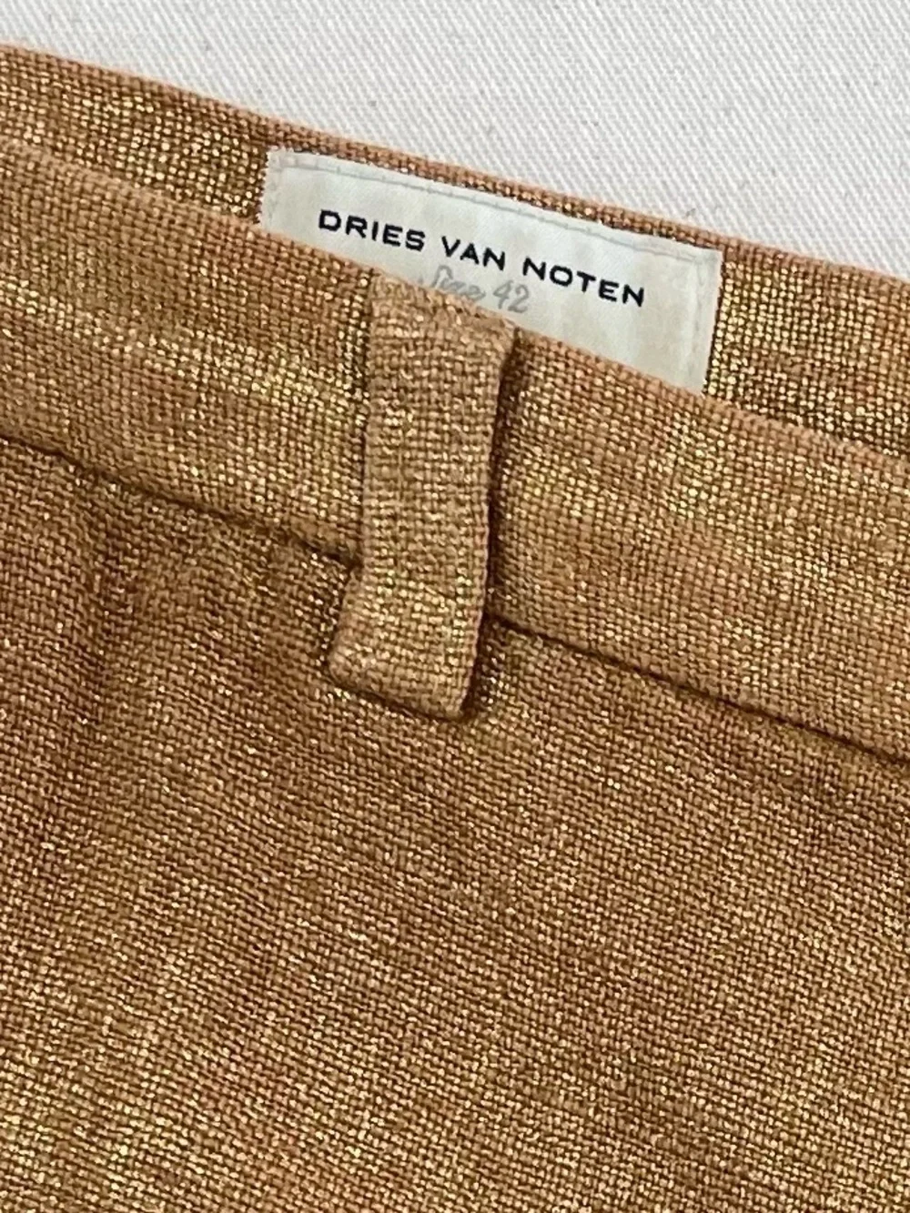 Dries Van Noten Men's Gold-Tan Linen Blend Chinos